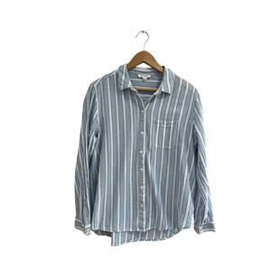 BeachLunchLounge Striped Cotton Button Down Shirt Coastal XL Blue White